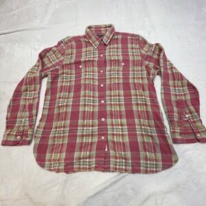 Vintage Lauren, Ralph Lauren LS Shirt Pink Yellow Womens Western Plaid Button Up